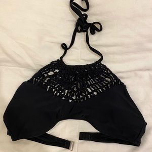 High Neck Black Bikini Top